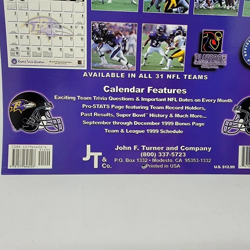 NFL Baltimore‎ Ravens 2000 Team Calendar Turner and Company 12